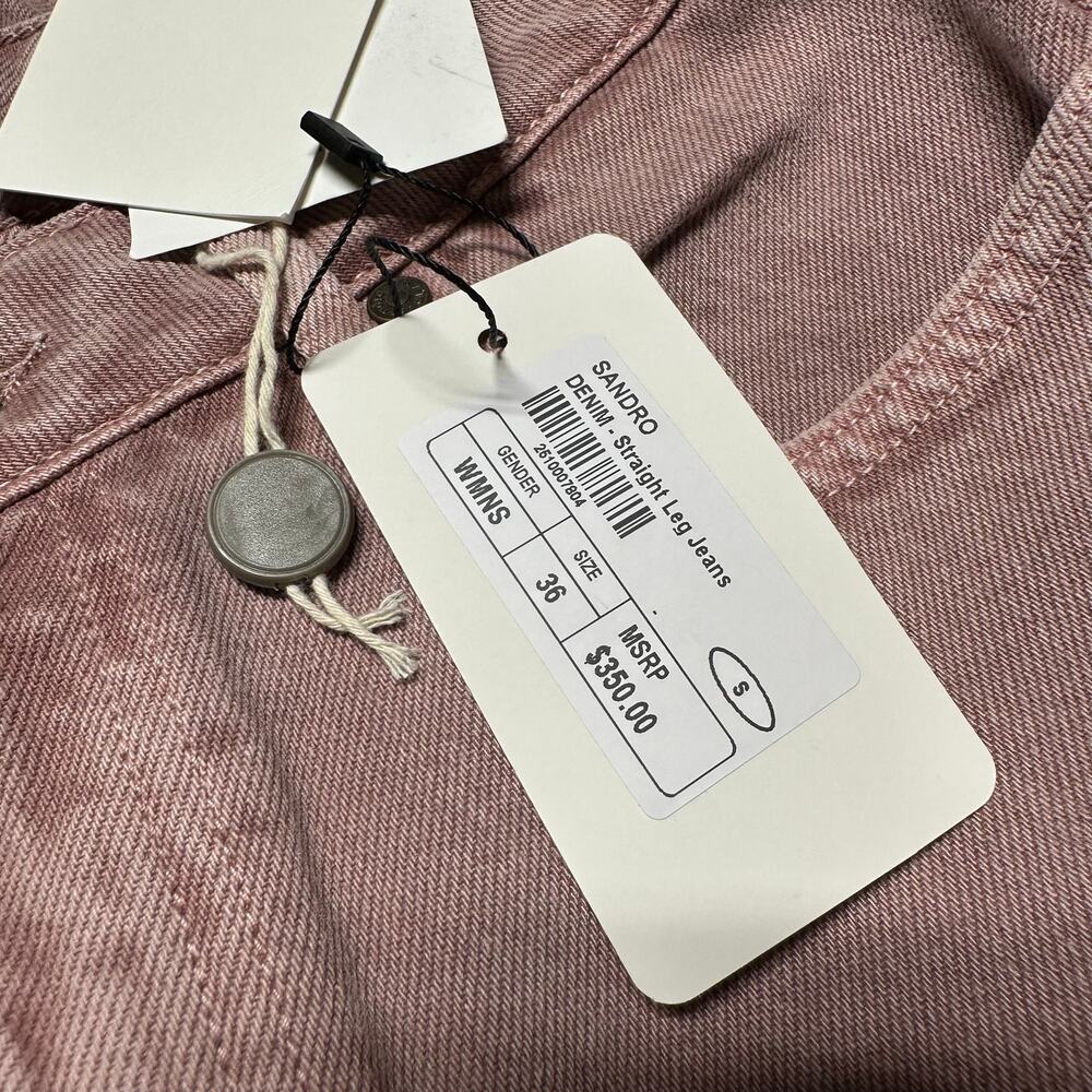 Sandro Jilly Rose Color Slim Straight Jeans Women's Size 36 (US 4) New With Tags - Picture 6 of 10